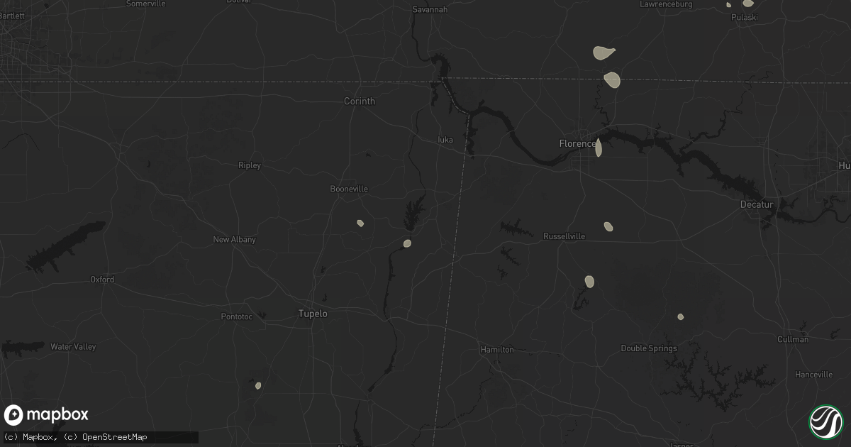 Hail map in Dennis, MS on July 19, 2026