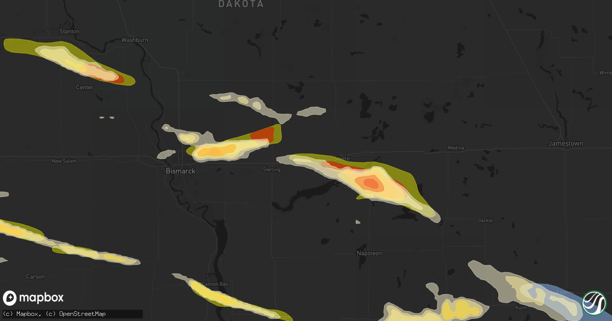 Hail map in Driscoll, ND on July 19, 2026