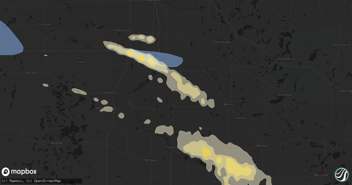 Hail map in Dumont, MN on July 19, 2026