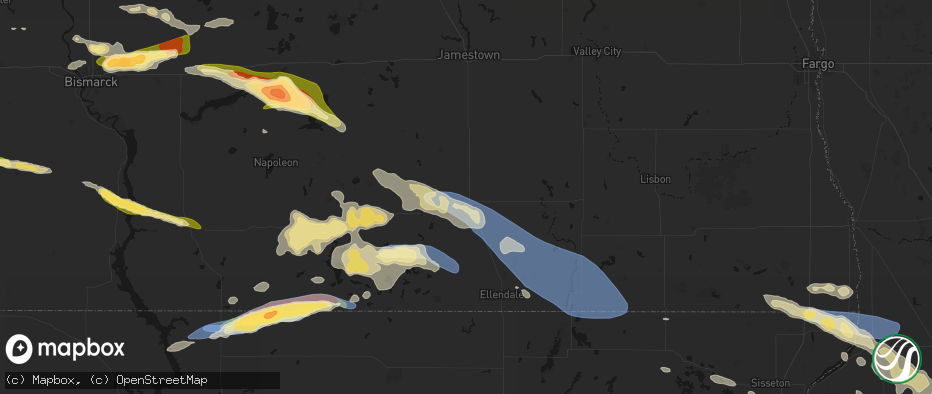 Hail map in Edgeley, ND on July 19, 2026