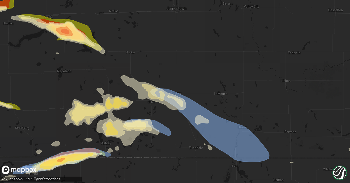 Hail map in Edgeley, ND on July 19, 2026