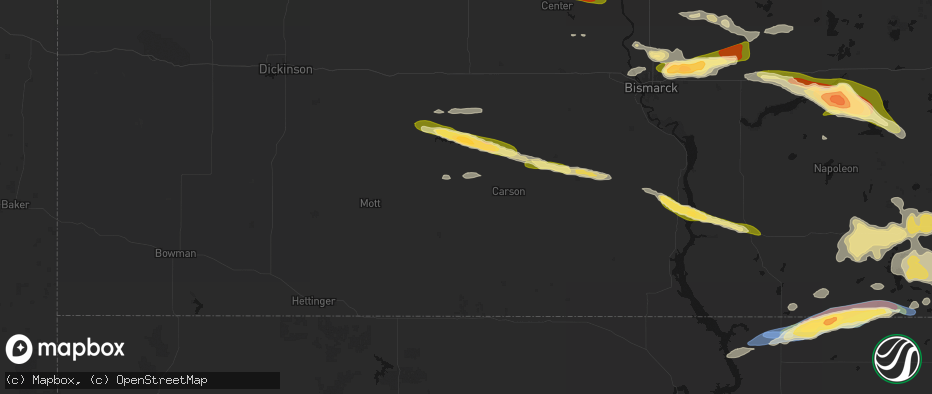 Hail map in Elgin, ND on July 19, 2026