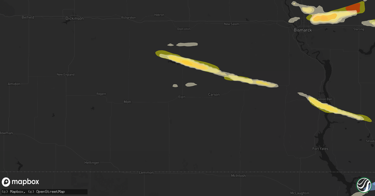 Hail map in Elgin, ND on July 19, 2026