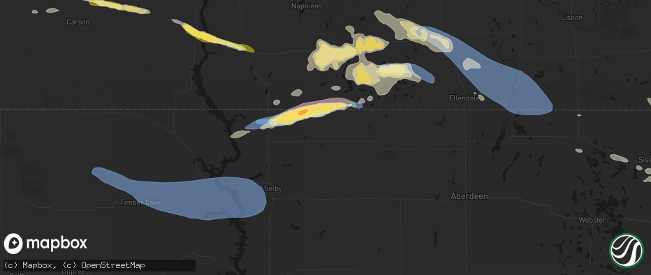 Hail map in Eureka, SD on July 19, 2026