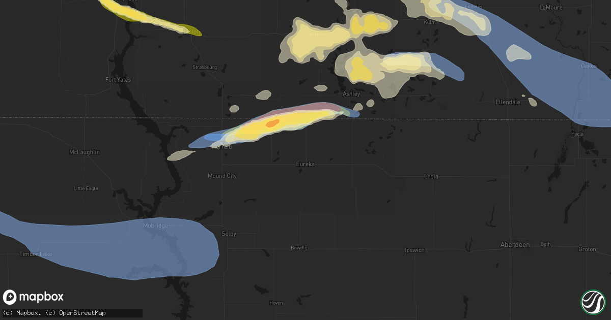 Hail map in Eureka, SD on July 19, 2026