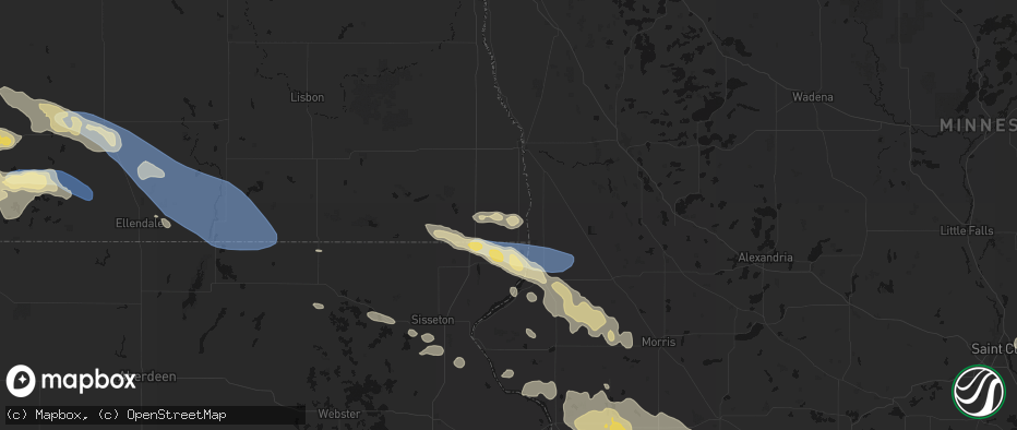 Hail map in Fairmount, ND on July 19, 2026