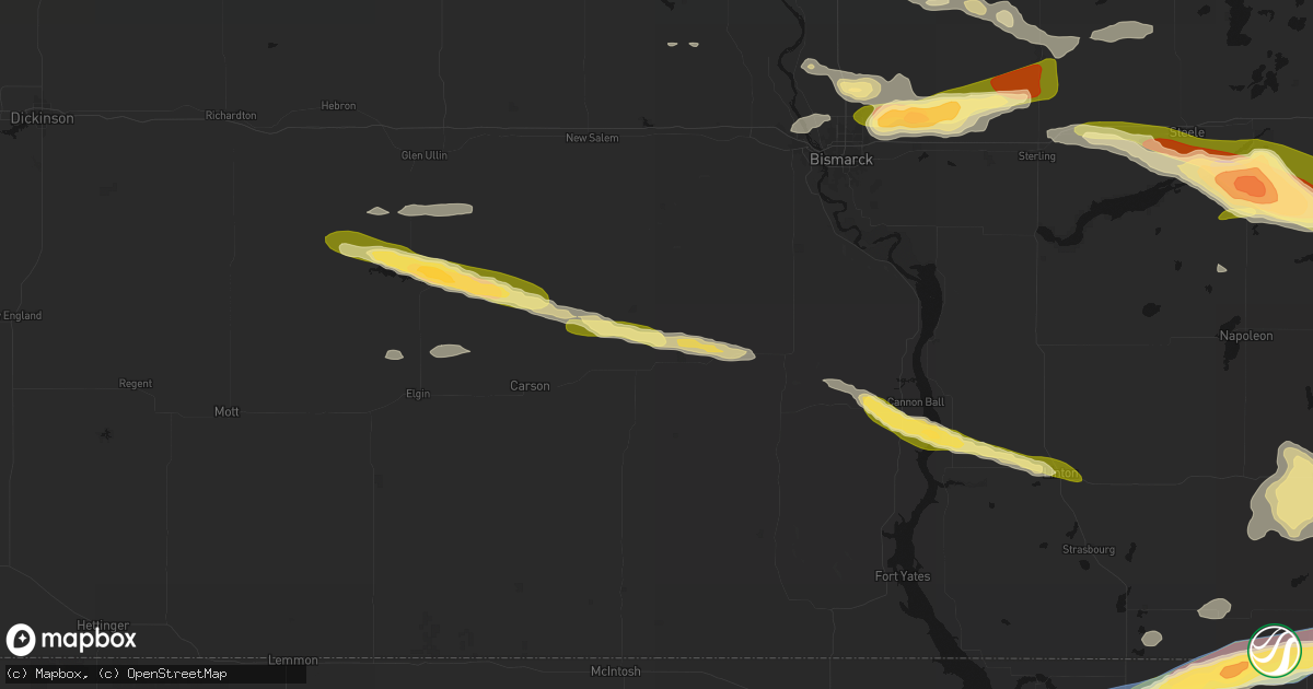 Hail map in Flasher, ND on July 19, 2026
