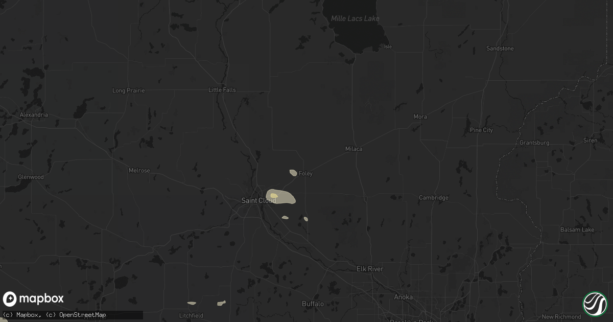 Hail map in Foley, MN on July 19, 2026