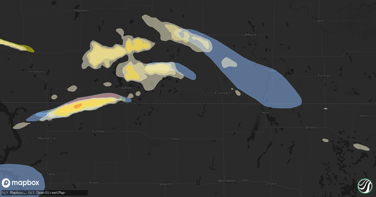 Hail map in Forbes, ND on July 19, 2026