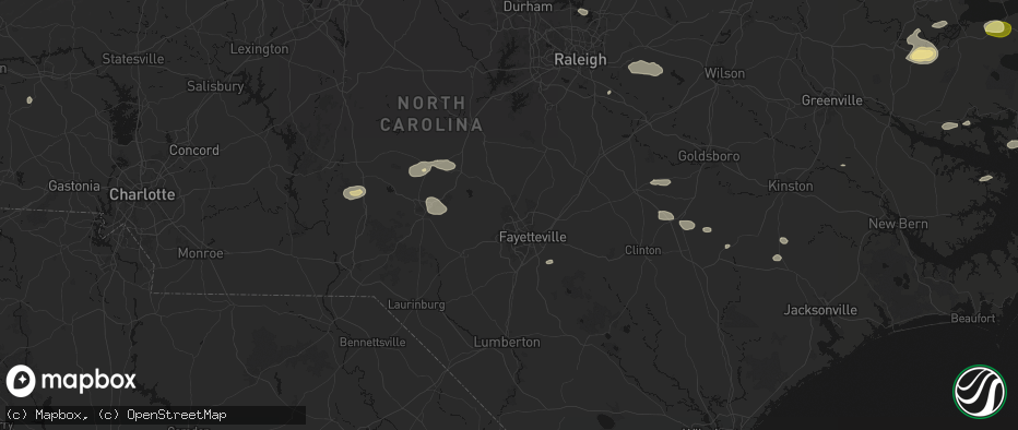 Hail map in Fort Bragg, NC on July 19, 2026