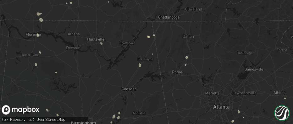 Hail map in Fort Payne, AL on July 19, 2026