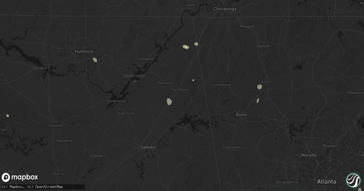 Hail map in Fort Payne, AL on July 19, 2026