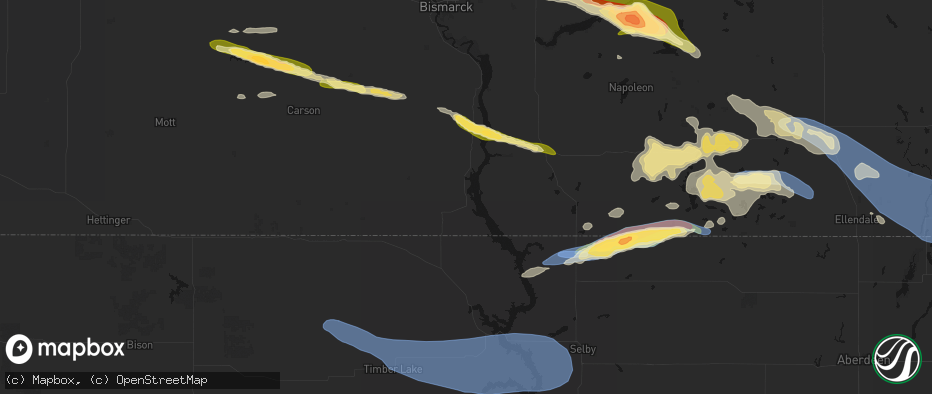 Hail map in Fort Yates, ND on July 19, 2026