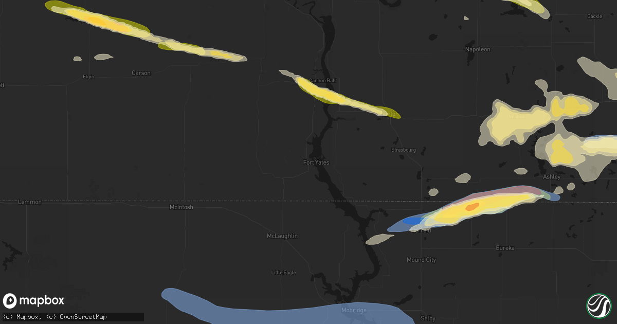 Hail map in Fort Yates, ND on July 19, 2026