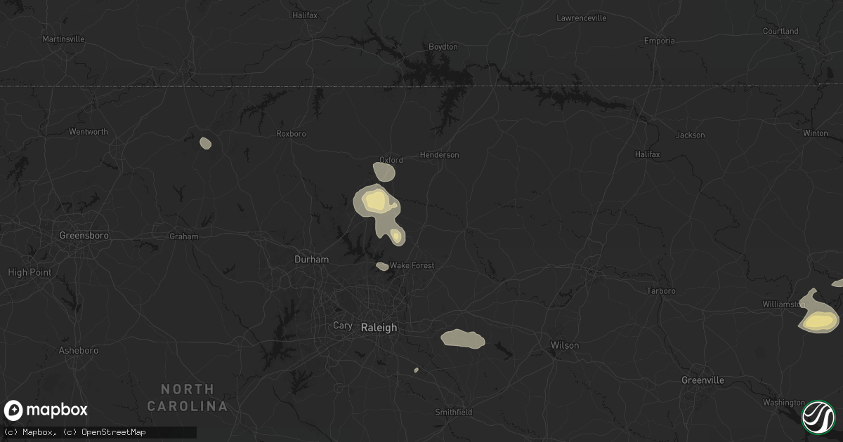 Hail map in Franklinton, NC on July 19, 2026