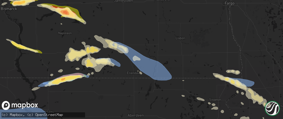 Hail map in Fullerton, ND on July 19, 2026