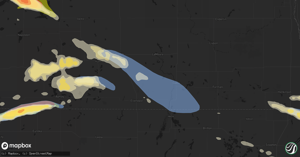 Hail map in Fullerton, ND on July 19, 2026