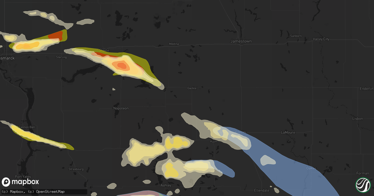 Hail map in Gackle, ND on July 19, 2026