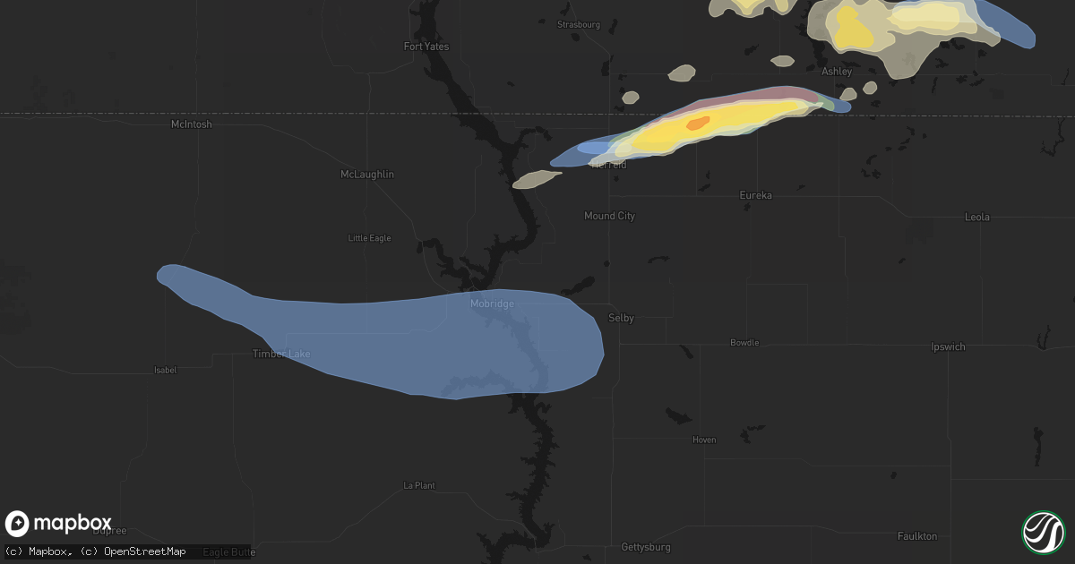 Hail map in Glenham, SD on July 19, 2026