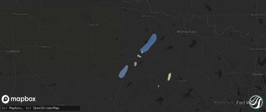 Hail map in Goree, TX on July 19, 2026