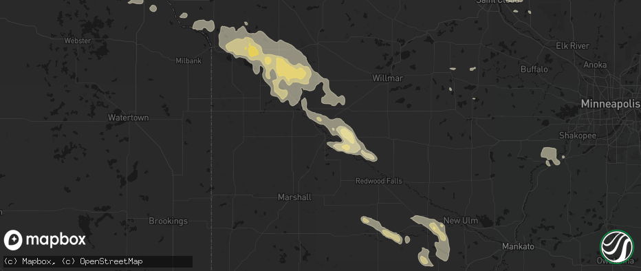 Hail map in Granite Falls, MN on July 19, 2026