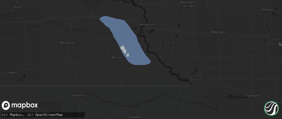 Hail map in Gregory, SD on July 19, 2026