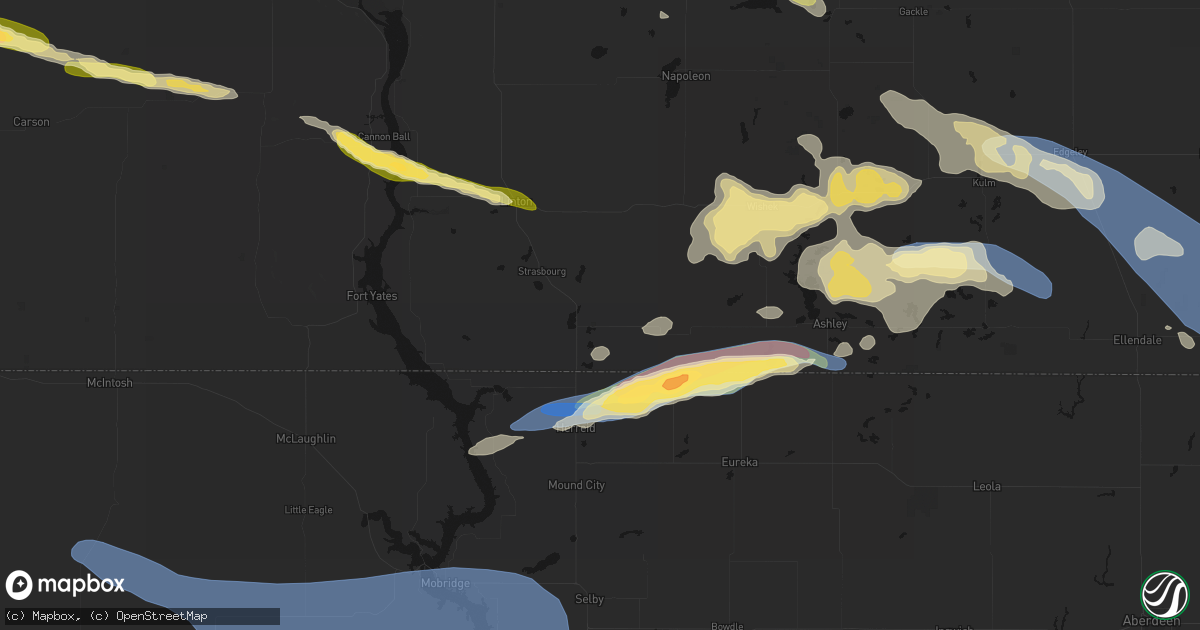 Hail map in Hague, ND on July 19, 2026