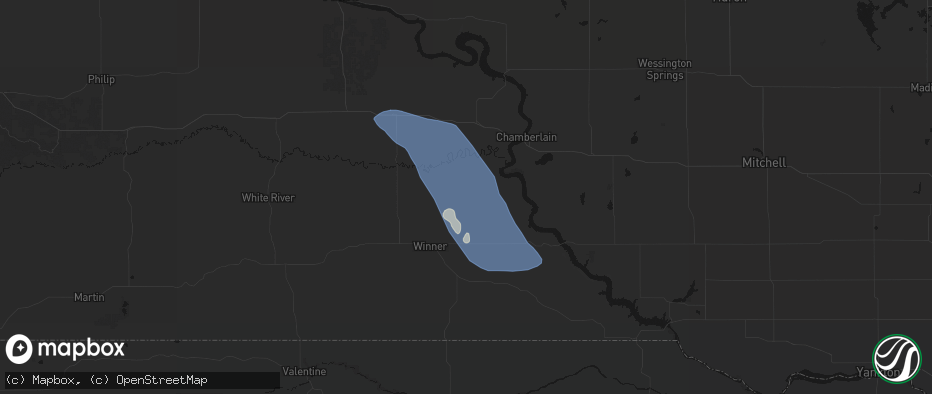 Hail map in Hamill, SD on July 19, 2026