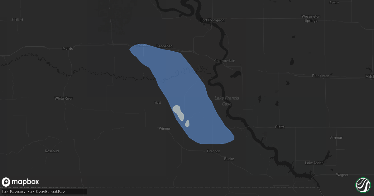 Hail map in Hamill, SD on July 19, 2026