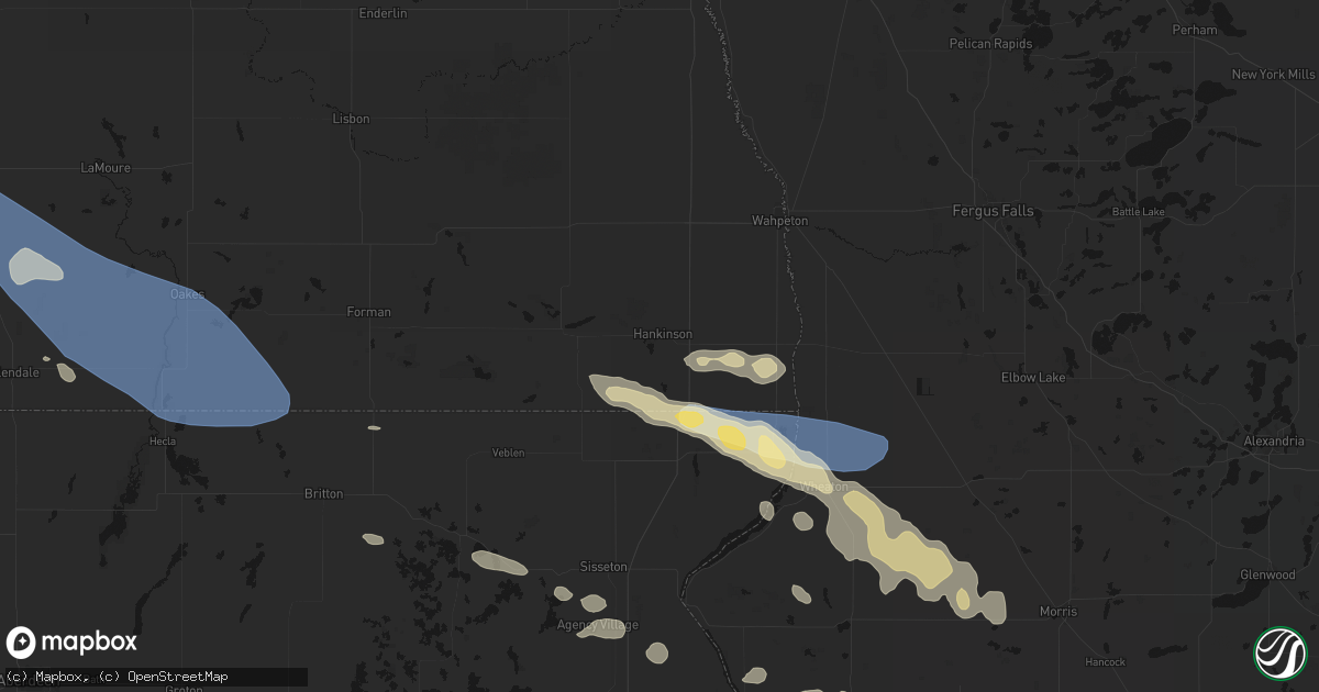 Hail map in Hankinson, ND on July 19, 2026