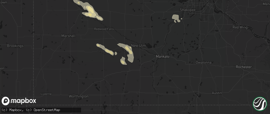 Hail map in Hanska, MN on July 19, 2026