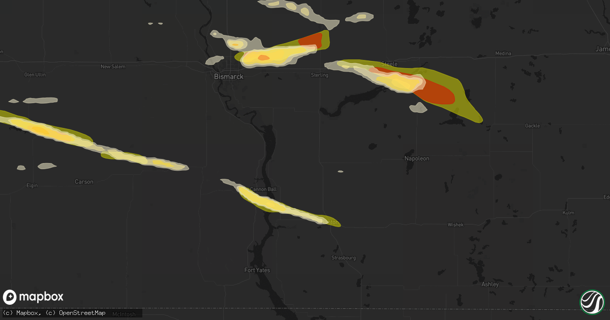 Hail map in Hazelton, ND on July 19, 2026