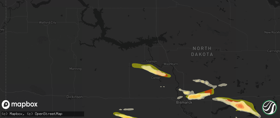Hail map in Hazen, ND on July 19, 2026
