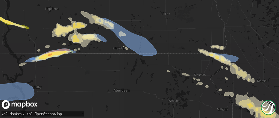 Hail map in Hecla, SD on July 19, 2026