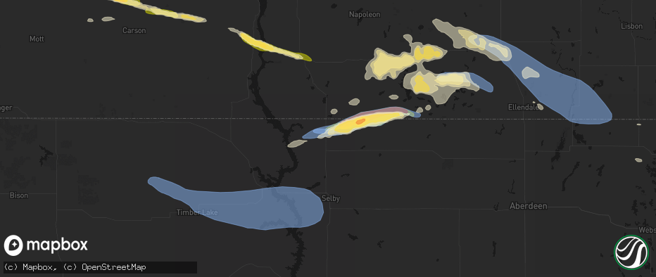 Hail map in Herreid, SD on July 19, 2026