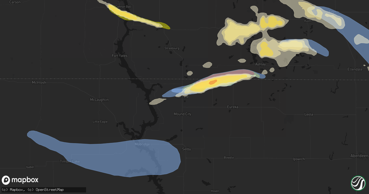 Hail map in Herreid, SD on July 19, 2026