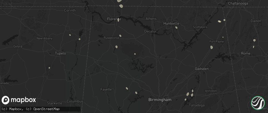 Hail map in Houston, AL on July 19, 2026