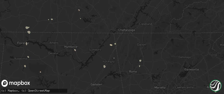 Hail map in Ider, AL on July 19, 2026