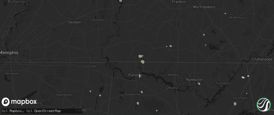 Hail map in Iron City, TN on July 19, 2026