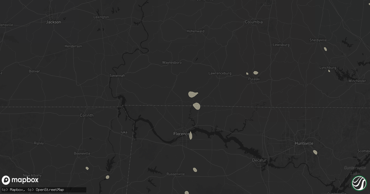 Hail map in Iron City, TN on July 19, 2026