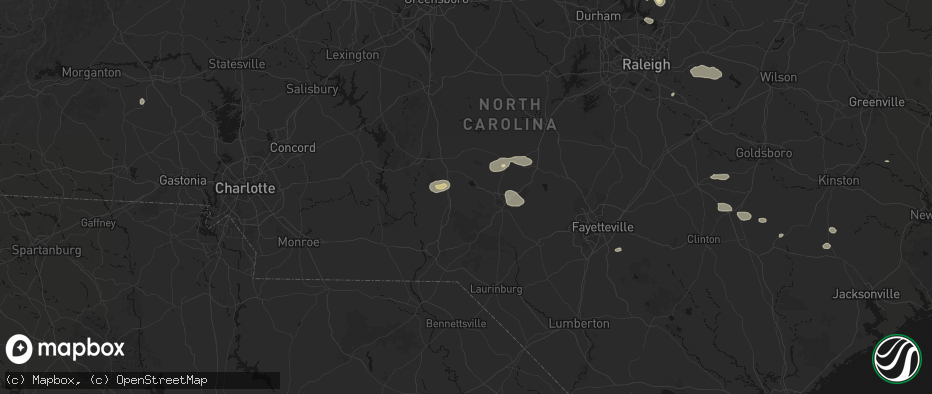 Hail map in Jackson Springs, NC on July 19, 2026