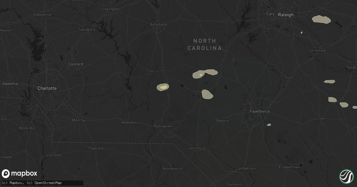 Hail map in Jackson Springs, NC on July 19, 2026