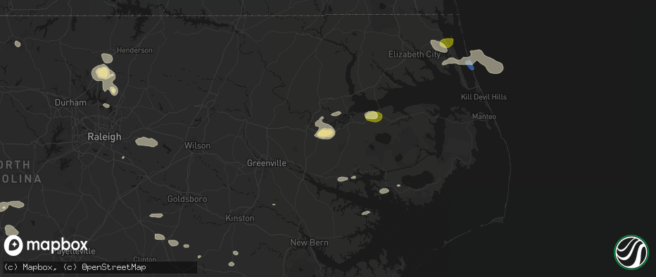 Hail map in Jamesville, NC on July 19, 2026