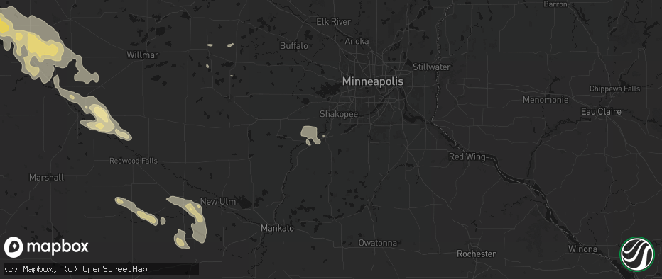 Hail map in Jordan, MN on July 19, 2026