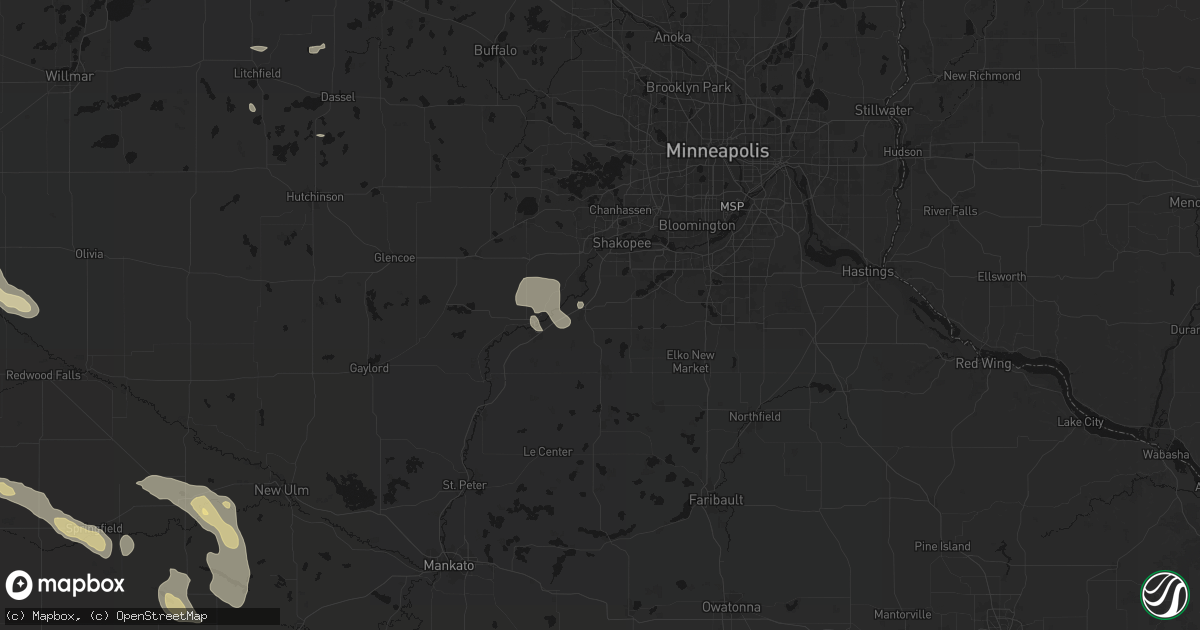 Hail map in Jordan, MN on July 19, 2026