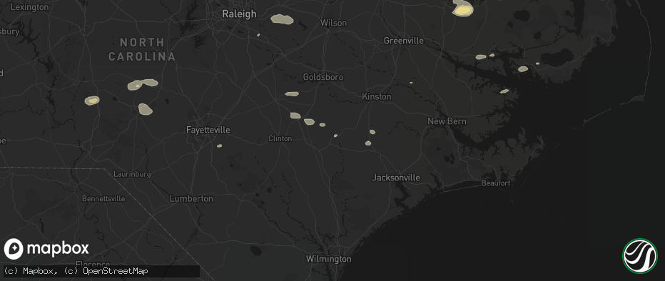 Hail map in Kenansville, NC on July 19, 2026