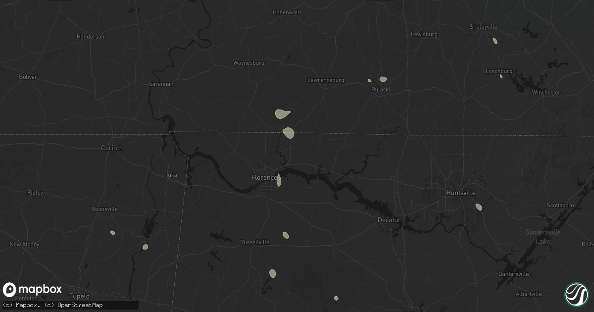 Hail map in Killen, AL on July 19, 2026