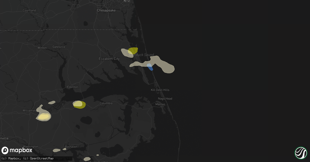 Hail map in Kitty Hawk, NC on July 19, 2026