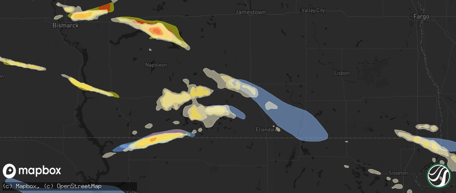 Hail map in Kulm, ND on July 19, 2026