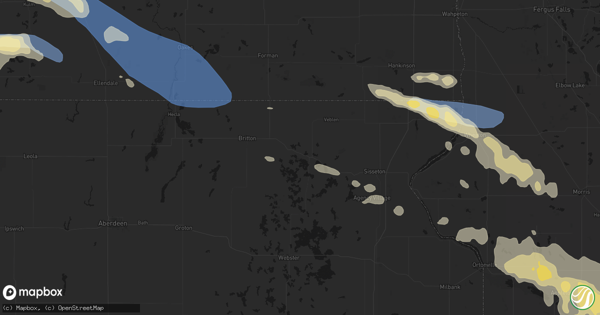 Hail map in Lake City, SD on July 19, 2026